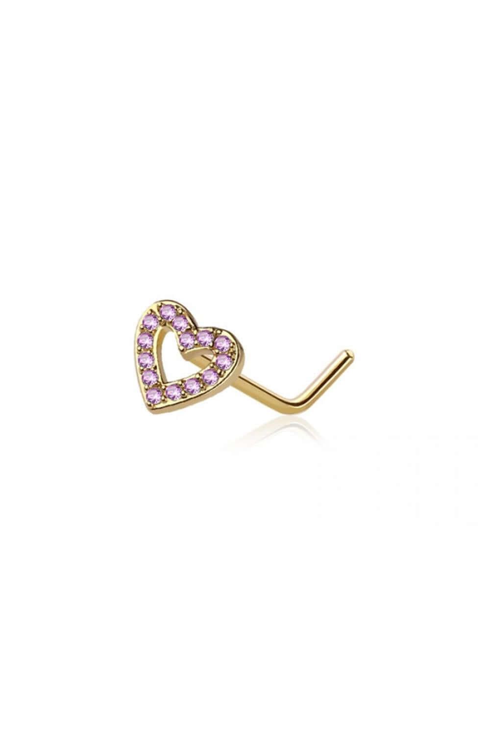 20G HEART SURGICAL STEEL L-SHAPE NOSE STUD